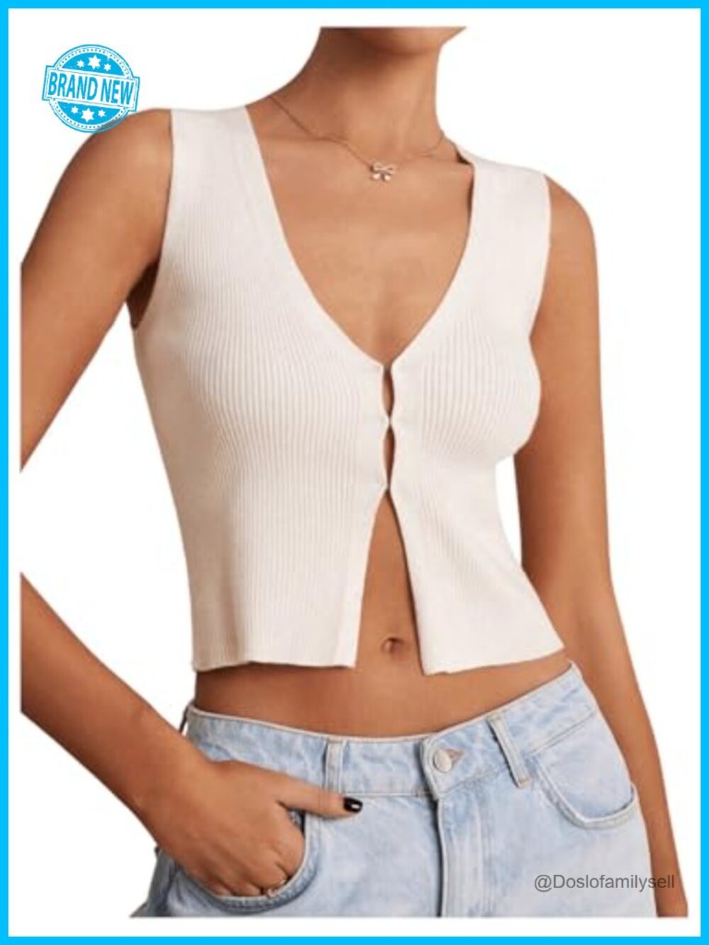 Knit V Neck Sleeveless Button Up Sweater Vest Fall Casual Layering Top